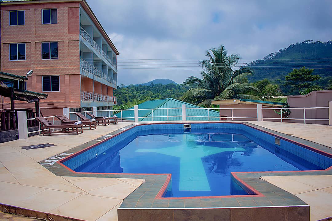 Infinity pool with mountain view
