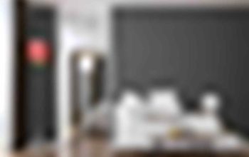 The interior of modern living room and bedroom service apartment design The interior of modern living room and bedroom service apartment design
